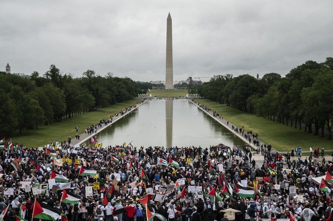 الآلاف يتظاهرون في واشنطن العاصمة لدعم فلسطين